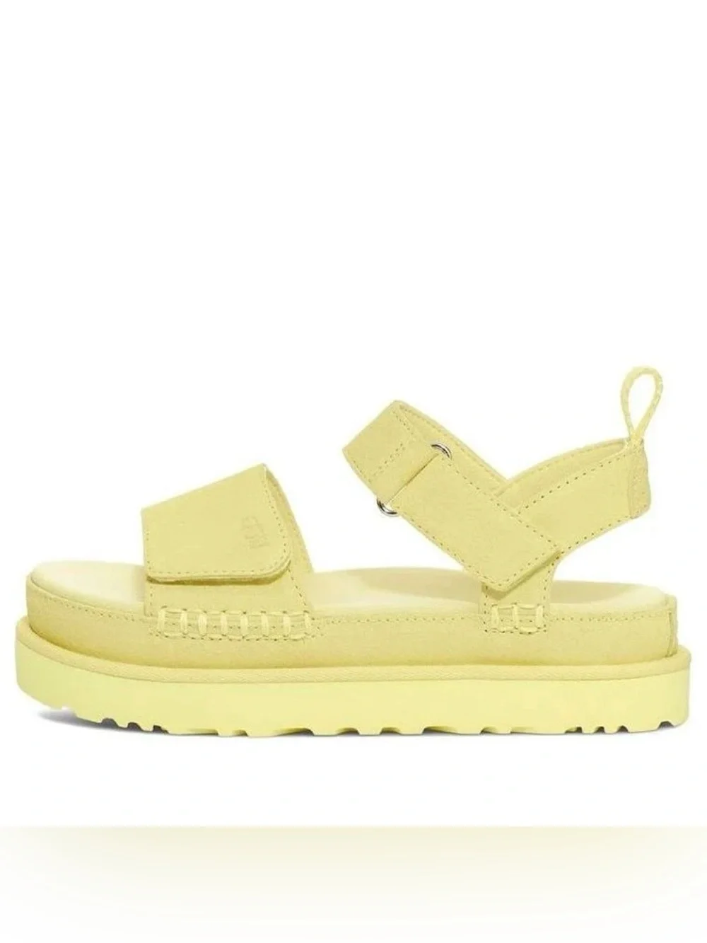 NWOT UGG Women's Goldenstar Suede Platform Velcro Sandal in Lemon Yellow - 7